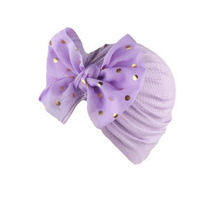 Lovely Shiny Bowknot Baby Hat Cute Solid Color