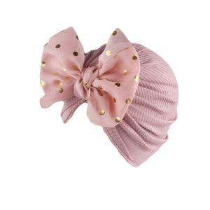 Lovely Shiny Bowknot Baby Hat Cute Solid Color