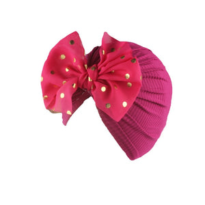 Lovely Shiny Bowknot Baby Hat Cute Solid Color