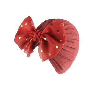 Lovely Shiny Bowknot Baby Hat Cute Solid Color