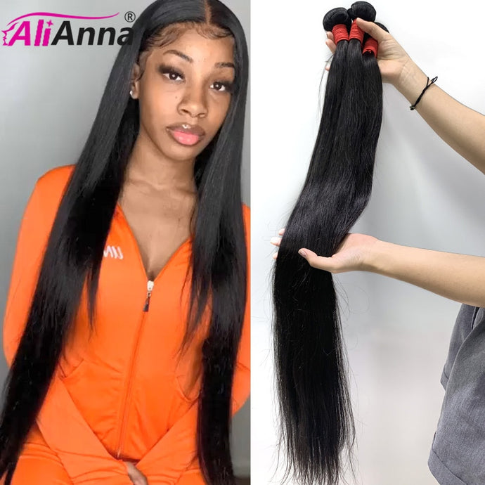 36 38 40 Inch Human Hair Bundles #1B Straight Bundles Remy Brazilian Hair 30 Inch Bundles Bone Straight Hair Top Quality