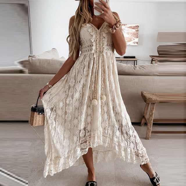 Off Shoulder Lace Patchwork Elegant Dress