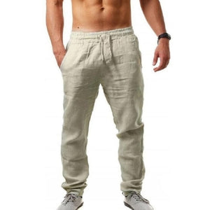 Cotton Linen Pants Male Autumn New Breathable Solid Color Linen