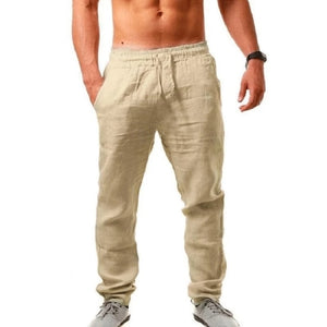 Cotton Linen Pants Male Autumn New Breathable Solid Color Linen