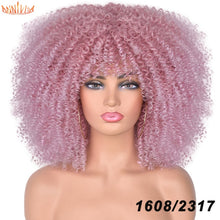 Load image into Gallery viewer, Short Hair Afro Kinky Curly Wigs With Bangs For Black Women
