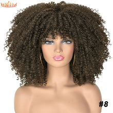 Load image into Gallery viewer, Short Hair Afro Kinky Curly Wigs With Bangs For Black Women
