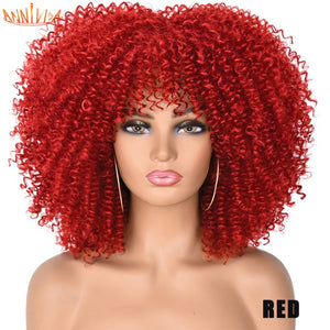 Short Hair Afro Kinky Curly Wigs With Bangs For Black Women