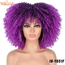 Load image into Gallery viewer, Short Hair Afro Kinky Curly Wigs With Bangs For Black Women
