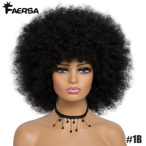 Short Hair Afro Kinky Curly Wigs With Bangs