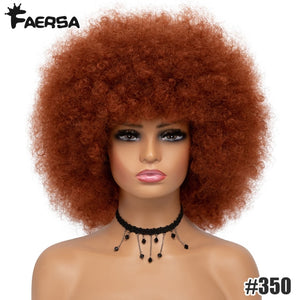 Short Hair Afro Kinky Curly Wigs With Bangs