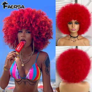 Short Hair Afro Kinky Curly Wigs With Bangs