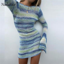 Load image into Gallery viewer, Nadafair Tie Dye Mini Knitted Sweater Dress
