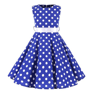 Polka Dot Vintage Kids Midi Party Casual Strawberry