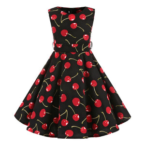 Polka Dot Vintage Kids Midi Party Casual Strawberry