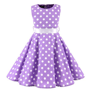 Polka Dot Vintage Kids Midi Party Casual Strawberry