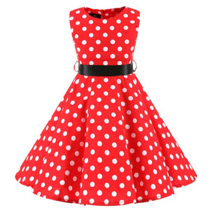 Polka Dot Vintage Kids Midi Party Casual Strawberry