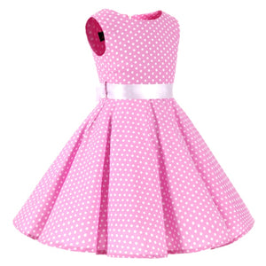 Polka Dot Vintage Kids Midi Party Casual Strawberry