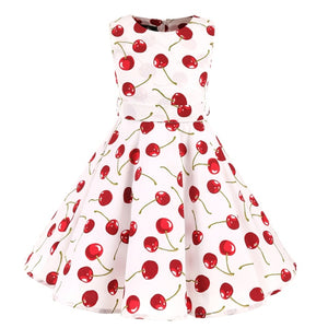 Polka Dot Vintage Kids Midi Party Casual Strawberry