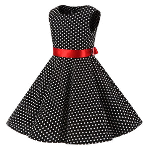 Polka Dot Vintage Kids Midi Party Casual Strawberry