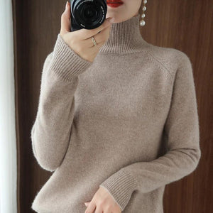 Women Turtleneck Cashmere Sweater Autumn Winter Sloid Color