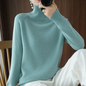 Women Turtleneck Cashmere Sweater Autumn Winter Sloid Color