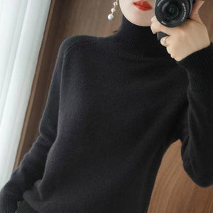 Women Turtleneck Cashmere Sweater Autumn Winter Sloid Color