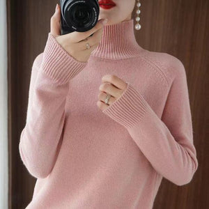 Women Turtleneck Cashmere Sweater Autumn Winter Sloid Color