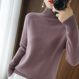 Women Turtleneck Cashmere Sweater Autumn Winter Sloid Color