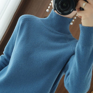 Women Turtleneck Cashmere Sweater Autumn Winter Sloid Color