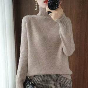 Women Turtleneck Cashmere Sweater Autumn Winter Sloid Color