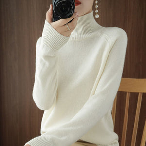 Women Turtleneck Cashmere Sweater Autumn Winter Sloid Color