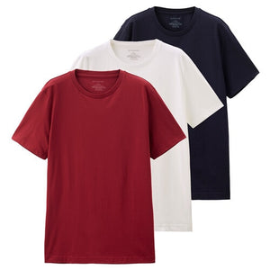 Men T Shirt Cotton Short Sleeve 3-pack Tshirt Solid Tee Summer Beathable