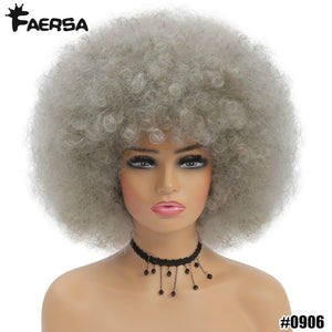 Short Hair Afro Kinky Curly Wigs With Bangs