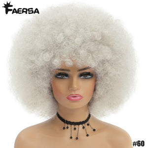 Short Hair Afro Kinky Curly Wigs With Bangs