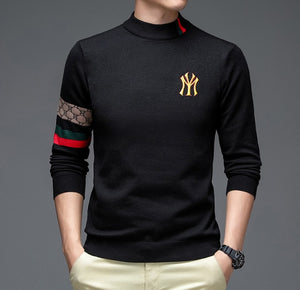 Fashion Brand Luxury Knit Half Turtleneck Men Warm Woolen Sweater Casual