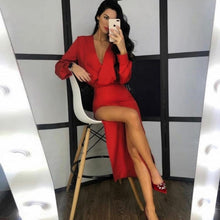 Load image into Gallery viewer, Elegant Long Sleeve White Bodycon Long Dress for Women Slit Sexy Party Evening Maxi Dresses 2021 Red Christmas Festival Clothing
