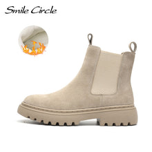 Load image into Gallery viewer, nkle Boots Suede Leather women Flat platform
