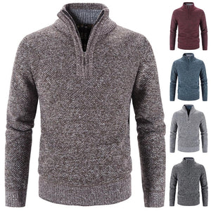 Winter Men Fleece Thicker Sweater Half Zipper