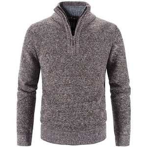 Winter Men Fleece Thicker Sweater Half Zipper