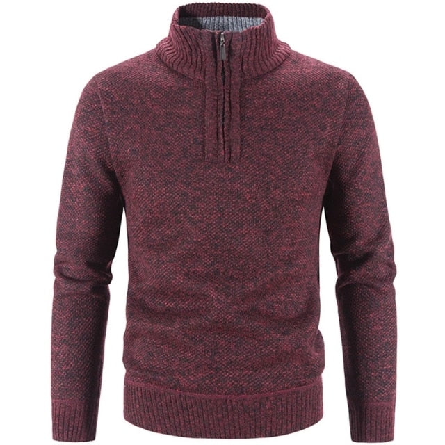 Winter Men Fleece Thicker Sweater Half Zipper