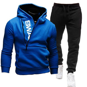 Men Casual Tracksuit Sweatshirt+Sweatpant 2 Pieces Set