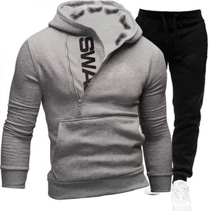 Men Casual Tracksuit Sweatshirt+Sweatpant 2 Pieces Set