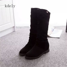 Load image into Gallery viewer, Flock Plush Padded Winter Long Riding Motorcycle Boots Shoes
