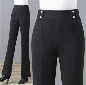 Woolen Pants Women Winter High Waisted