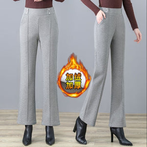 Woolen Pants Women Winter High Waisted