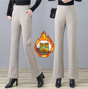 Woolen Pants Women Winter High Waisted