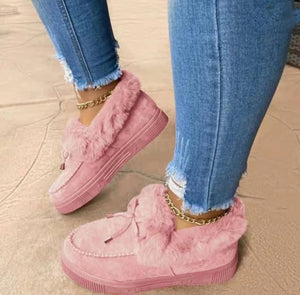 New Women Winter Ankle Boots Suede Leather Snow Boots Plush Natural