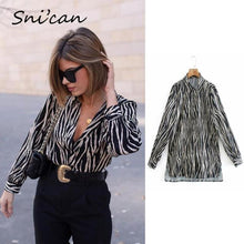 Load image into Gallery viewer, women satin blouse long sleeve zebra
