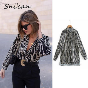 women satin blouse long sleeve zebra