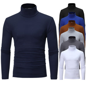 men Solid colour slim elastic thin pullover